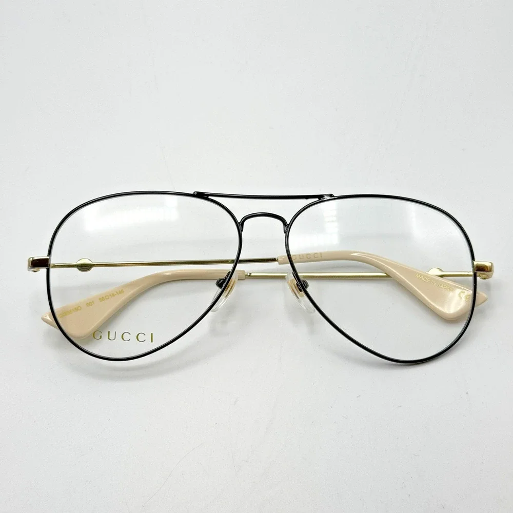 Gucci Eyeglasses Frame GG05150 001 Black Aviator 58-14-145 New Authentic